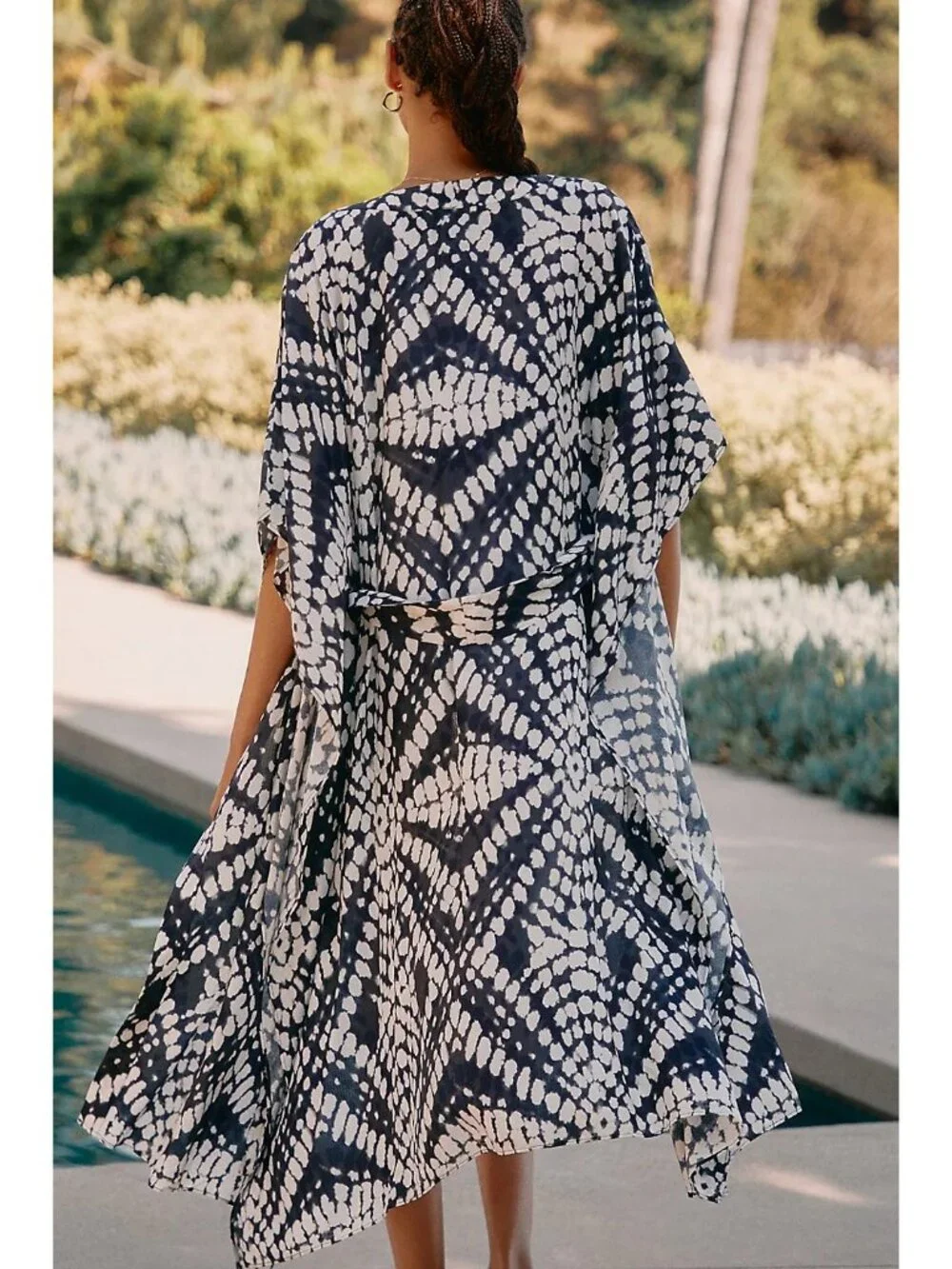 Anthropologie Batik Printed Maxi Swim Robe Kaftan Kimono Duster Maxi Size XS/S - Picture 3 of 9